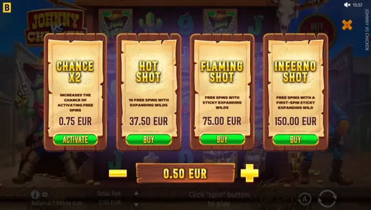 Official feature selection for Johnny vs Chicken; the bought variants have different wild conditions and prices.