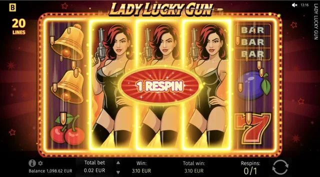 Lady Lucky Gun: official expanding-Wild respin announcement.