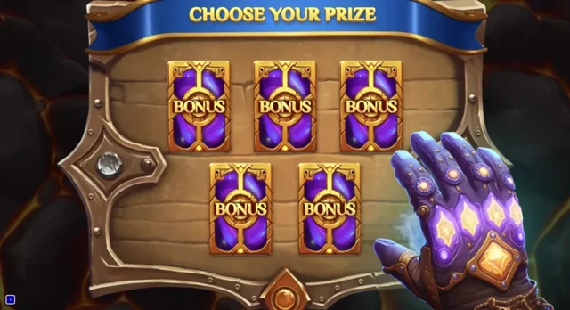 Luck and Magic: official five-card bonus selection screen.