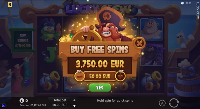 Lucky Crew: official Free Spins purchase confirmation.