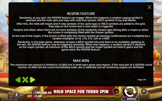 Lucky Tiger 1000 — feature rules