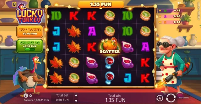 Lucky Turkey: official Thanksgiving kitchen field with virtual-credit amounts.