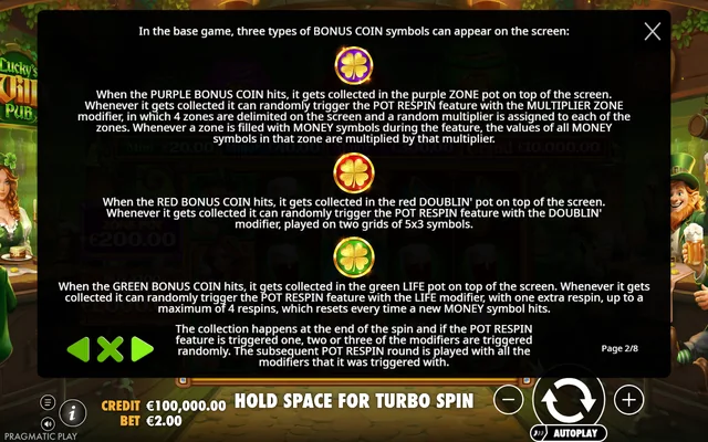 Lucky’s Wild Pub 2 — feature rules
