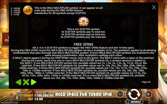 Luxor of Cleopatra — feature rules