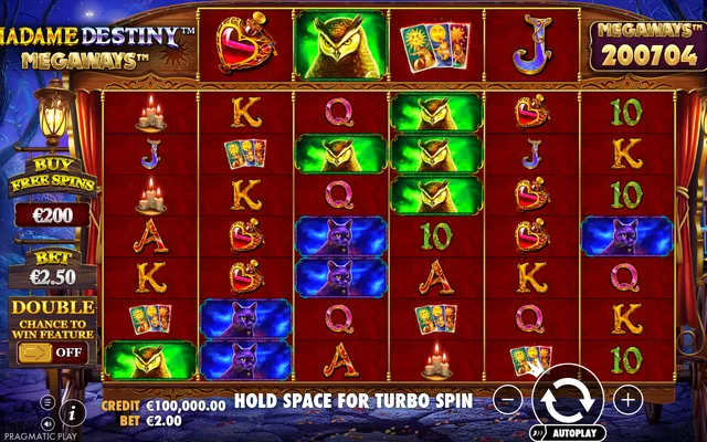 Madame Destiny Megaways — base game and controls