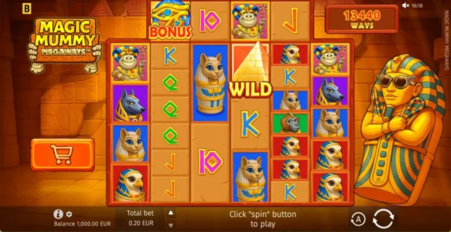 Magic Mummy MEGAWAYS: official base-game layout.