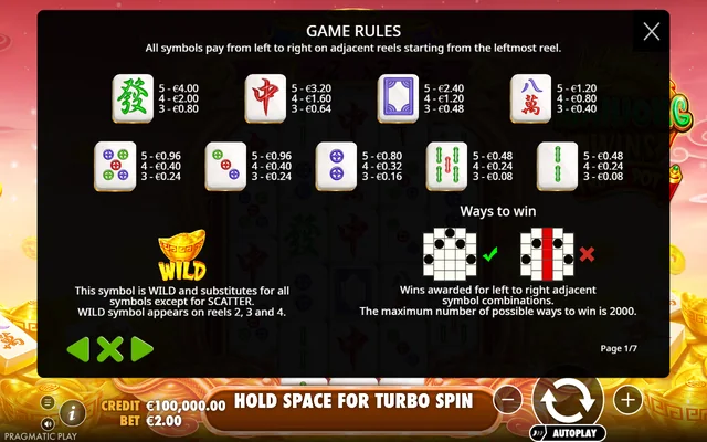 Mahjong Wins Triple Pot — symbol paytable and game rules