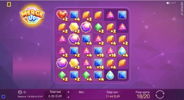 Merge Up: official Free Spins cell-multiplier board.