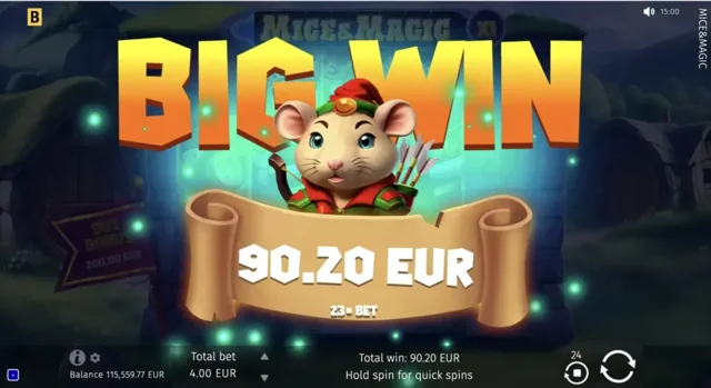 Mice & Magic Wonder Spin: official promotional win announcement.