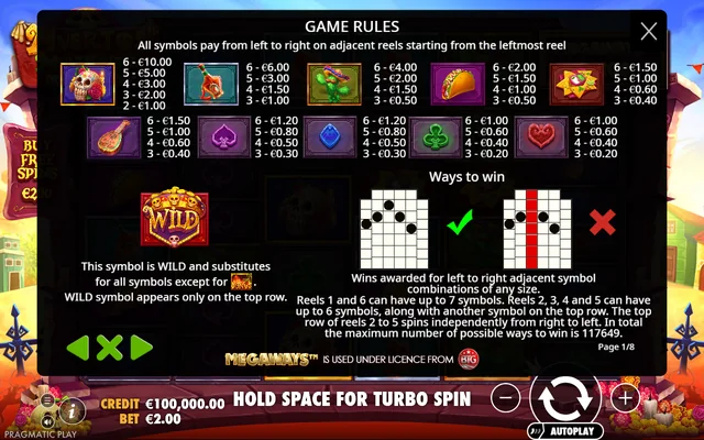 Muertos Multiplier Megaways — symbol paytable and game rules