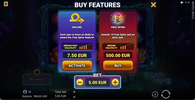 Mystic Reels: official menu showing the distinct feature entry options.