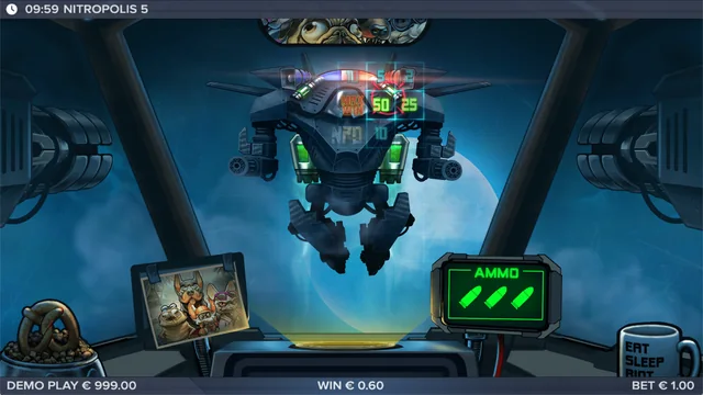 Nitropolis 5: the Boss Battle switches to a separate screen with an ammo counter