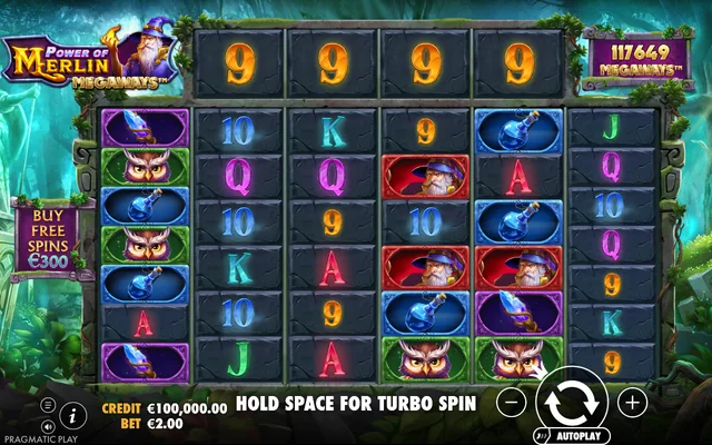 Power of Merlin Megaways — base game and controls