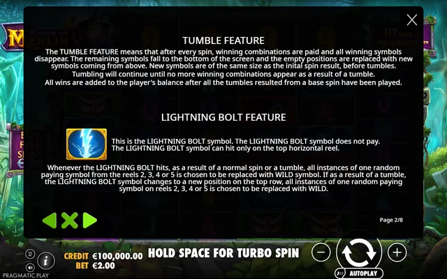Power of Merlin Megaways — feature rules
