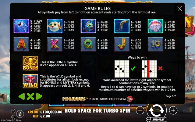 Release the Kraken Megaways — symbol paytable and game rules