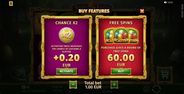 Royal Easter: official feature purchase menu.