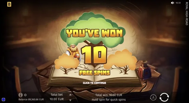 Royal High-Road: official ten Free Spins announcement.
