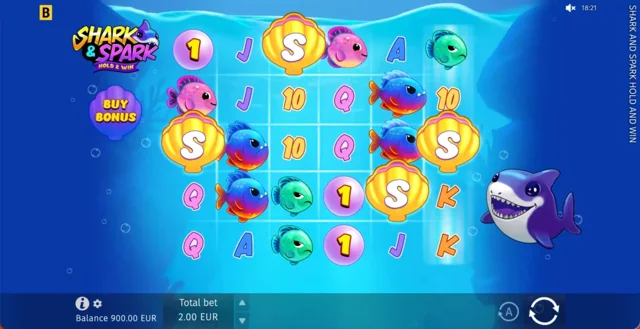 Shark & Spark Hold & Win: official underwater pays-anywhere symbol field.