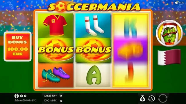 Soccermania: official football-themed three-reel field.