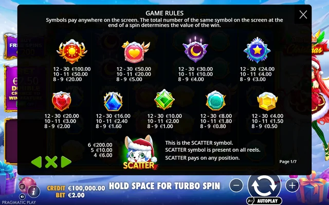 Starlight Christmas — symbol paytable and game rules