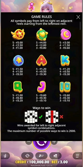 Starlight Wins — symbol paytable and game rules