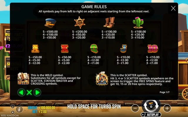 Steamin’ Reels — symbol paytable and game rules
