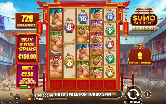 Sumo Supreme Megaways — base game and controls