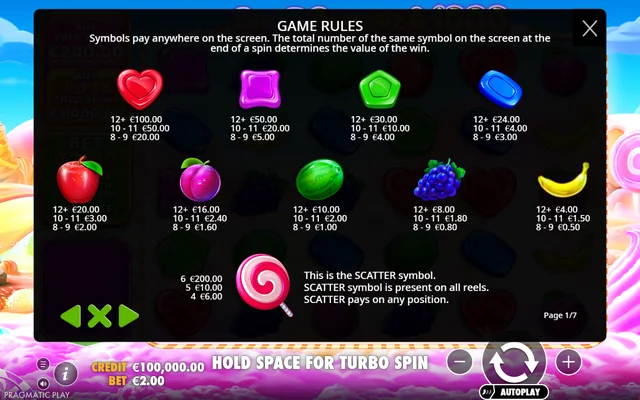 Sweet Bonanza 1000 — symbol paytable and game rules