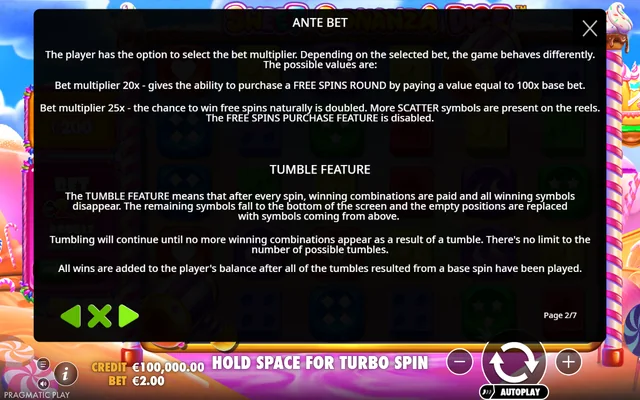 Sweet Bonanza Dice — feature rules