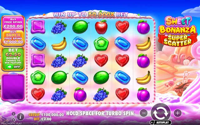 Sweet Bonanza Super Scatter — base game and controls