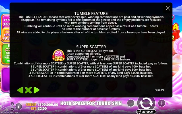 Sweet Bonanza Super Scatter — feature rules