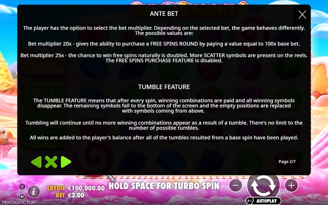 Sweet Bonanza — feature rules