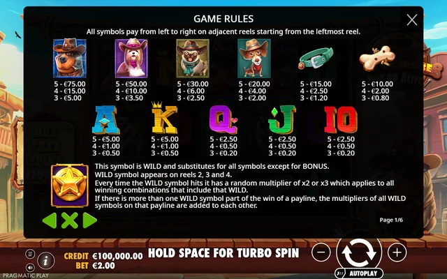 The Dog House – Dog or Alive — symbol paytable and game rules