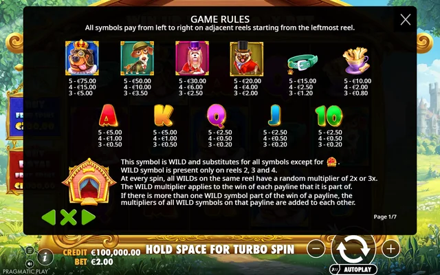 The Dog House – Royal Hunt — symbol paytable and game rules