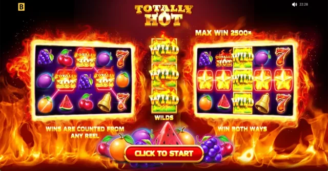Totally Hot: official introduction showing bidirectional wins and the expanding Wild.