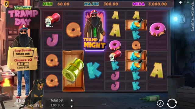 Tramp Day TRUEWAYS: official variable-cell main-game layout.