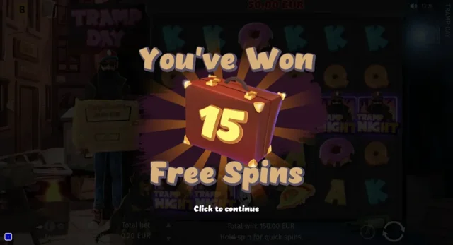 Tramp Day: official fifteen-Free-Spins announcement.