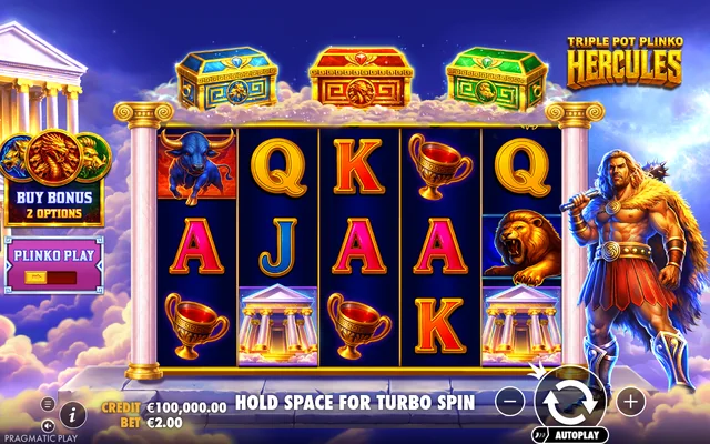 Triple Pot Plinko – Hercules — base game and controls