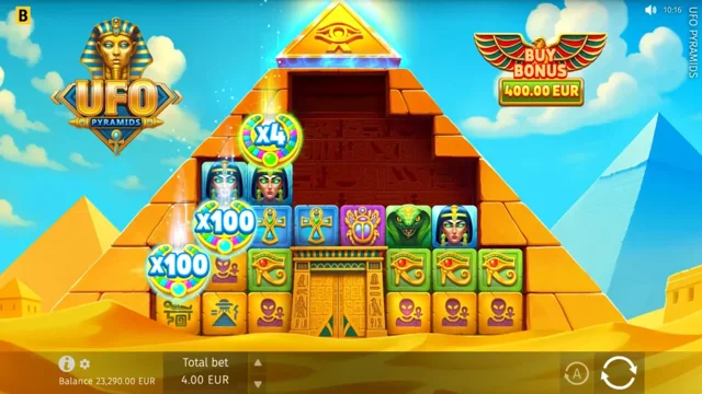 UFO Pyramids: official refill state with multiplier symbols.
