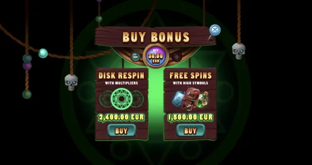 Voodoo People: official purchase menu for Voodoo Respin and Free Spins.