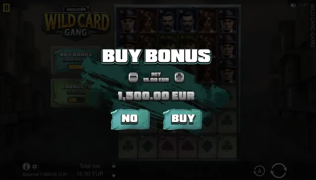Wild Card Gang: official Free Spins purchase confirmation.