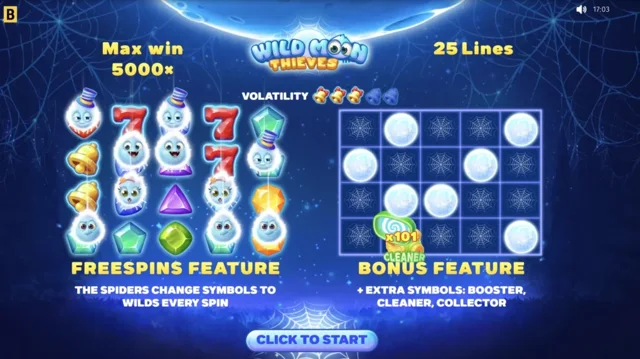 Wild Moon Thieves: official introduction summarising Free Spins and Moon Respin.