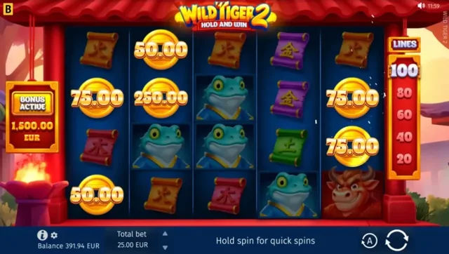 Wild Tiger 2: official Coin-populated main-game grid.