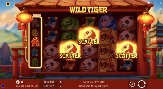 Wild Tiger: official reel arrangement with yin-yang Scatters.