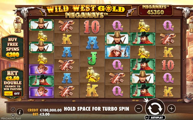 Wild West Gold Megaways — base game and controls