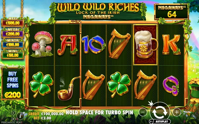 Wild Wild Riches Megaways — base game and controls