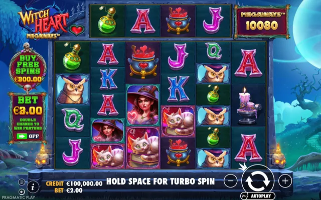 Witch Heart Megaways — base game and controls