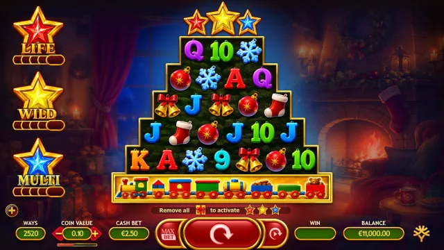 Xmas Dreams: Wild Row illustrated by the studio. Example amounts are not our gambling results.