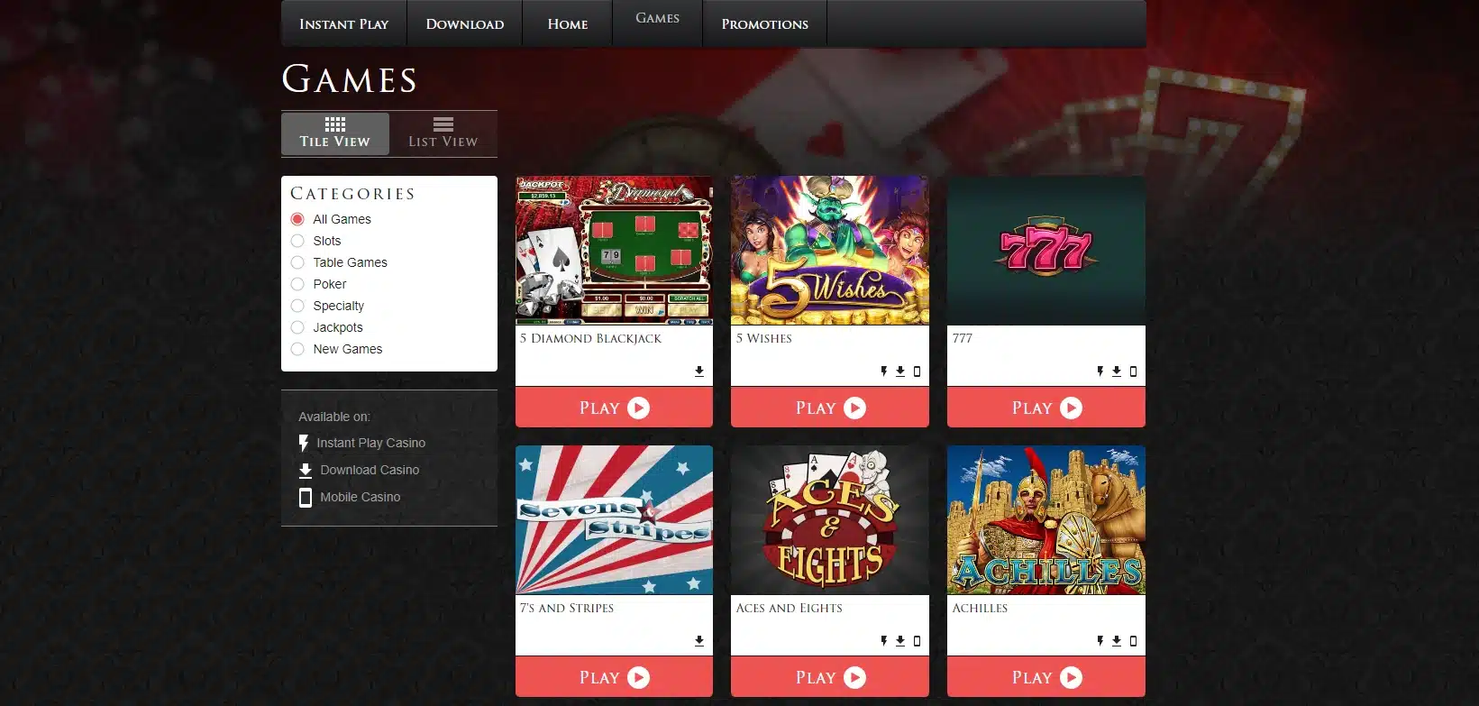 Lucky Red Casino Gaming Options and Software