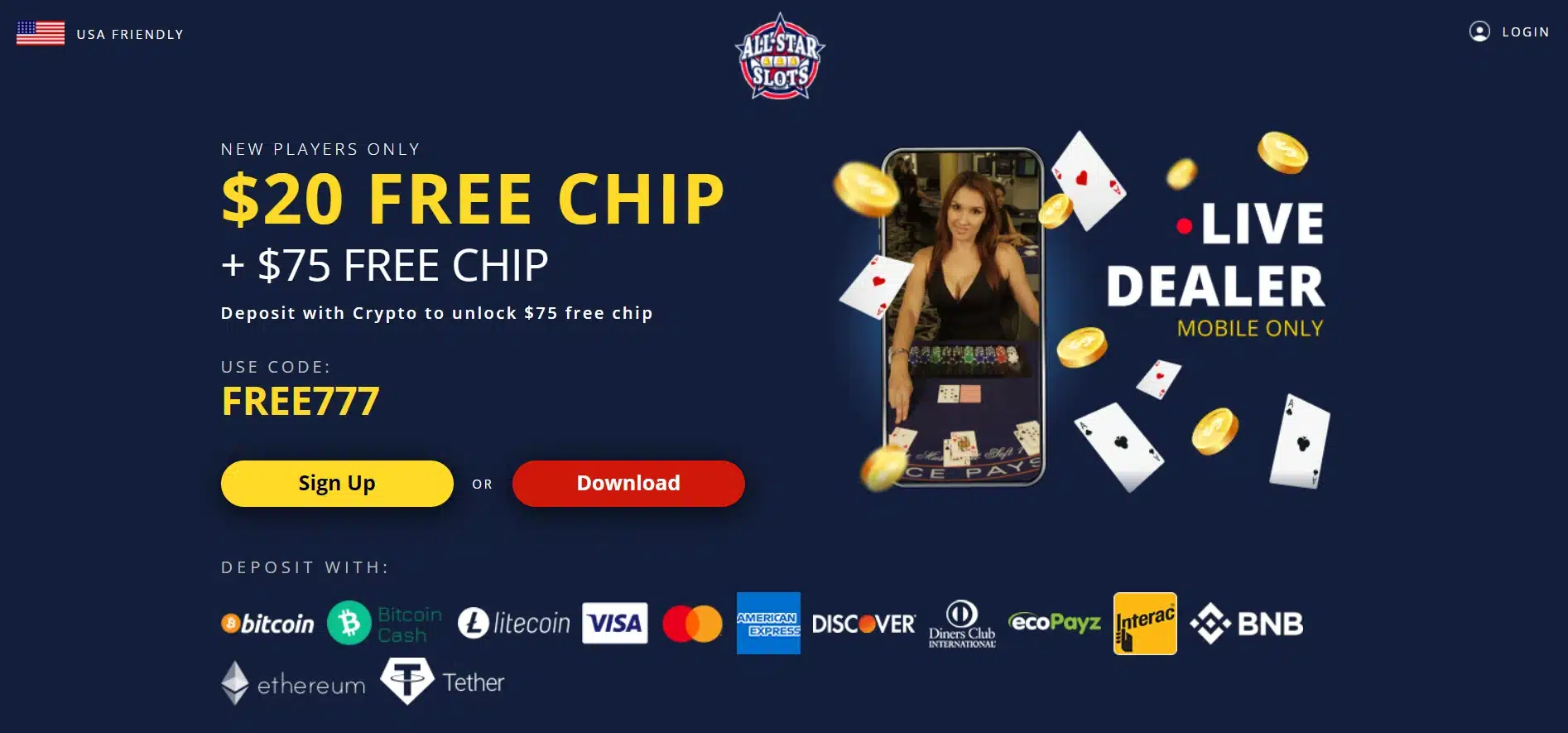 All Star Slots Casino free chip